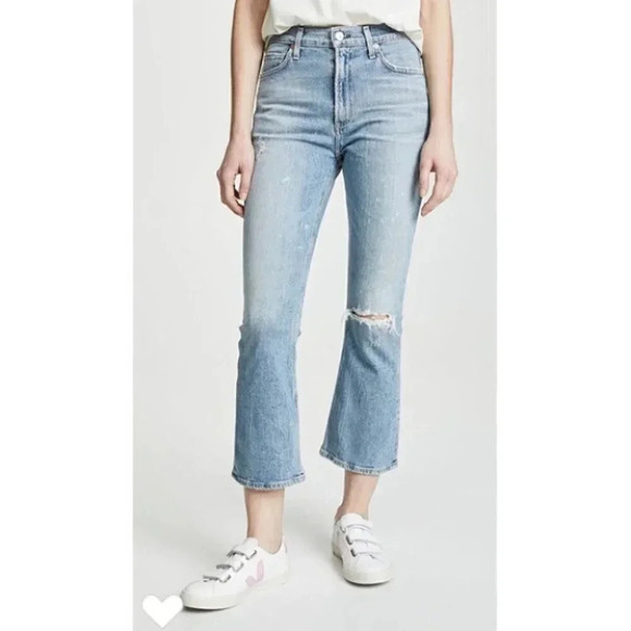 NWT Citizens of Humanity Demy Cropped High Rise Kick Flare Jeans Light Wash - Picture 4 of 15